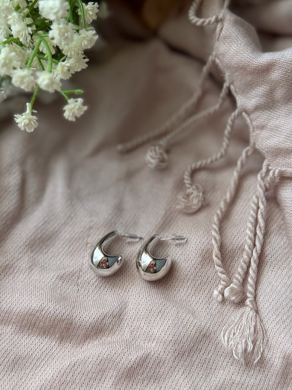 Silver Chunky Hoop Earrings - Women's Jewelry